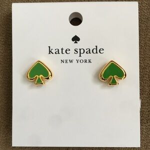 NWT Kate Spade Everyday Spade Enamel Stud Earrings - KS Green & Gold O0RU3069